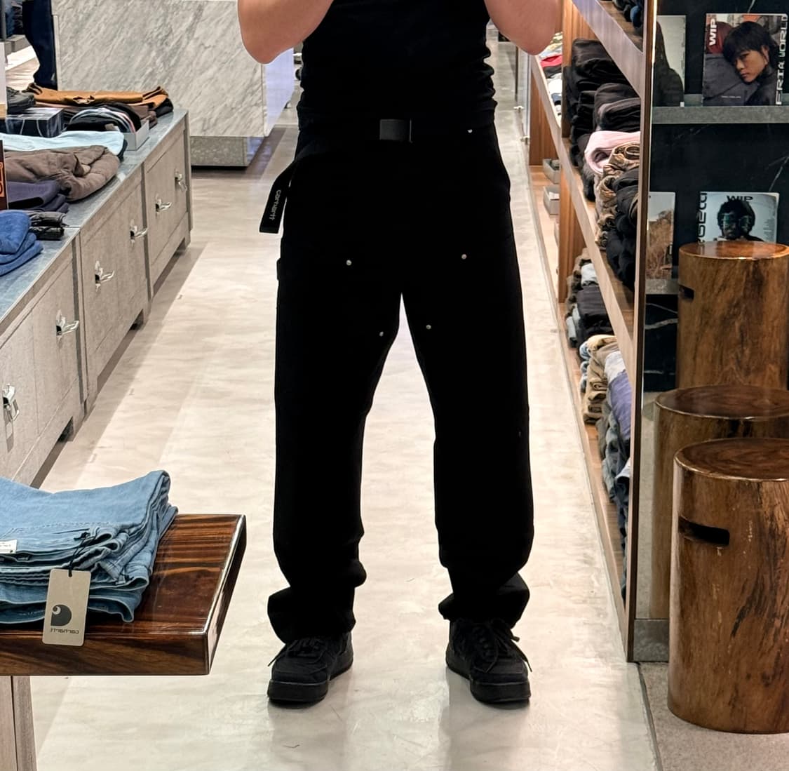 칼하트 wip 더블니 디어본 30 블랙 린스드 상품이미지1