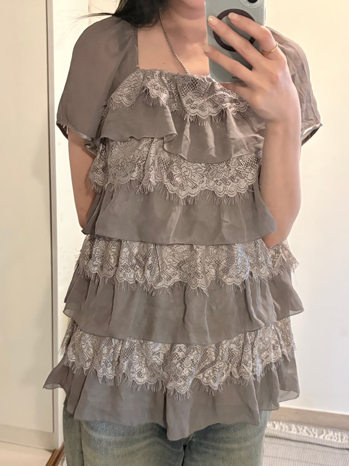 japan vintage mori girl lace top 상품이미지2