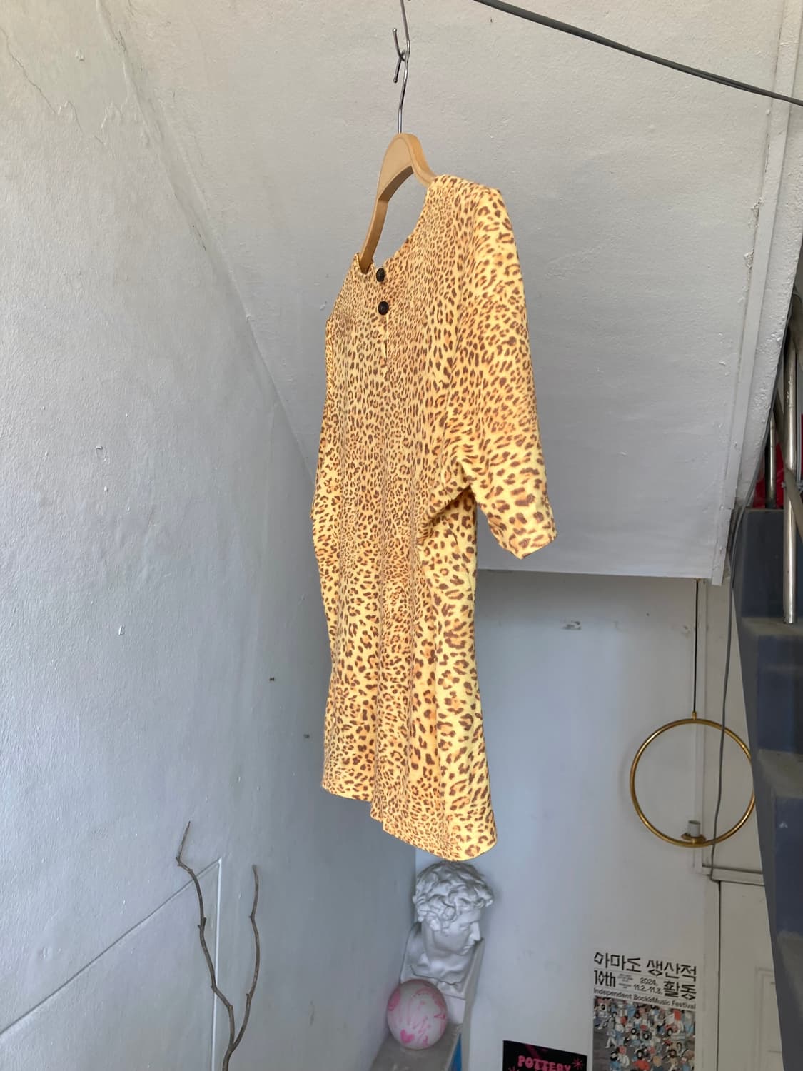 호피 패턴 크롭 니트 반팔탑 상품이미지6