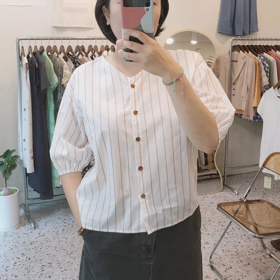 Colza 브이넥 순면 블라우스 상품이미지9