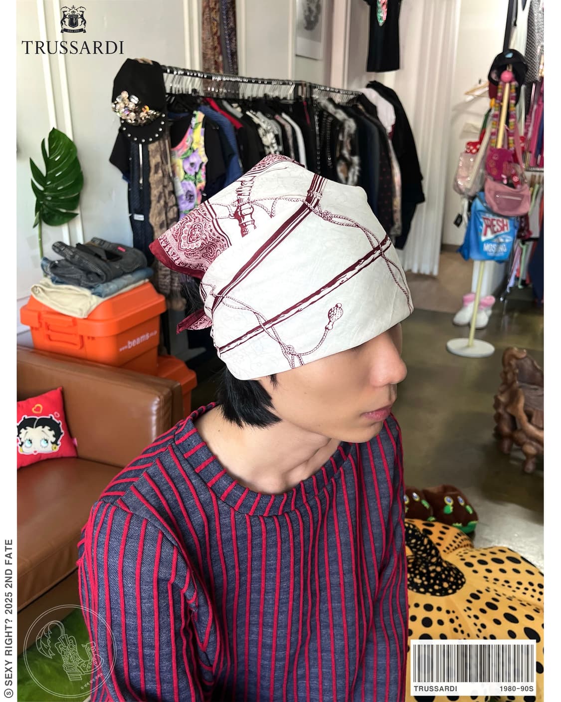 1980-90s Old TRUSSARDI Bandana Scarf 상품이미지1
