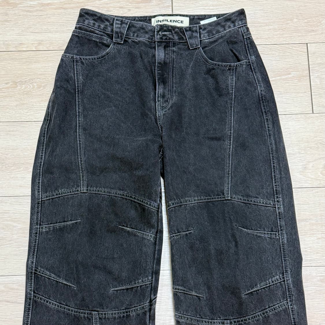 볼륨 프론트 데님 팬츠 WASHED BLACK 상품이미지1