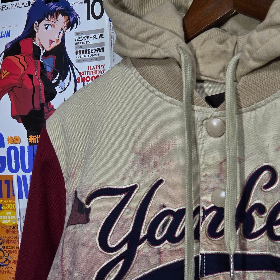 엠엘비 뉴욕 양키스 베이지 빈티지 프린팅 바시티 자켓 상품이미지3