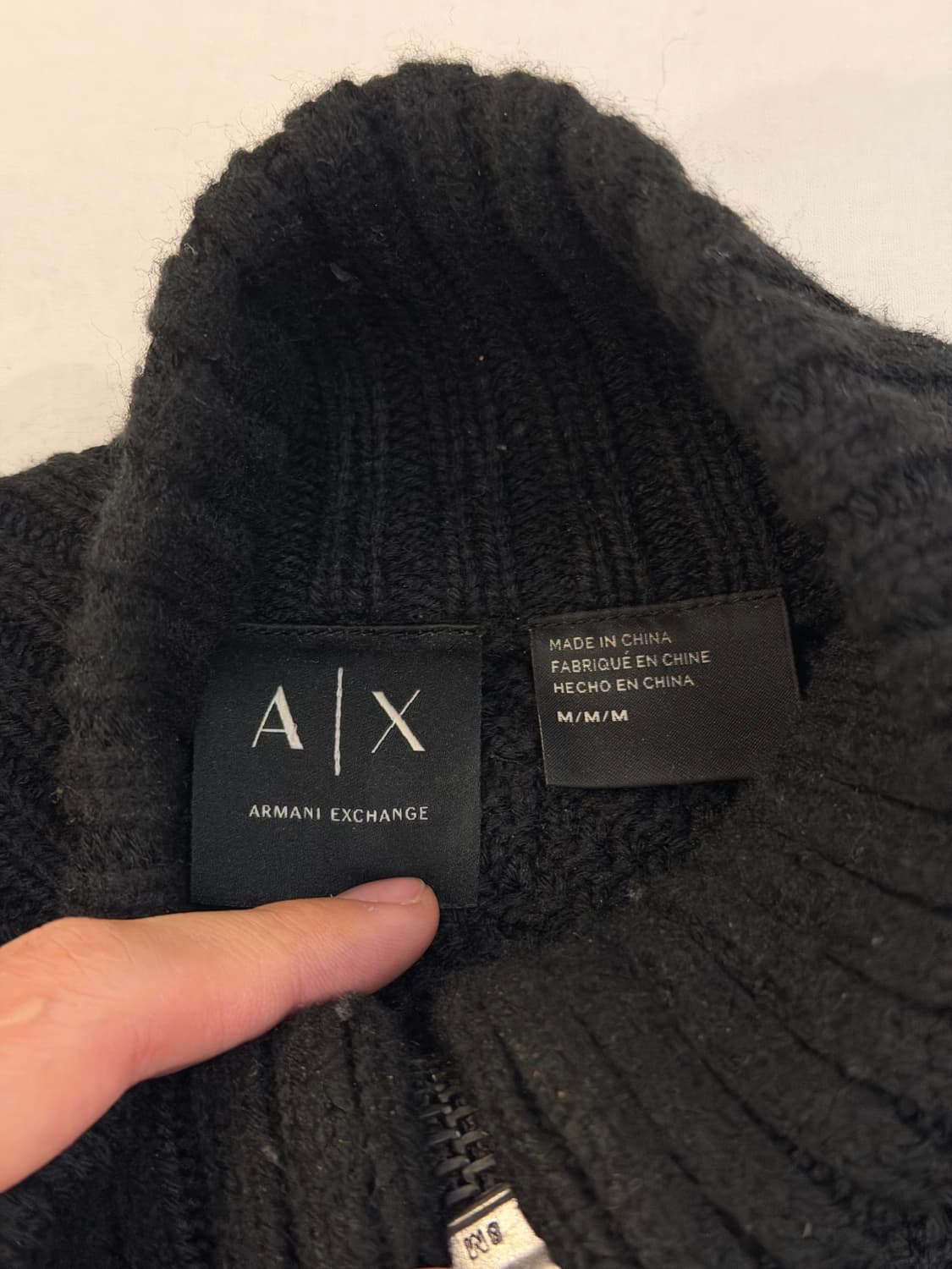 아르마니 익스체인지 비건레더 니트집업 블랙 상품이미지5