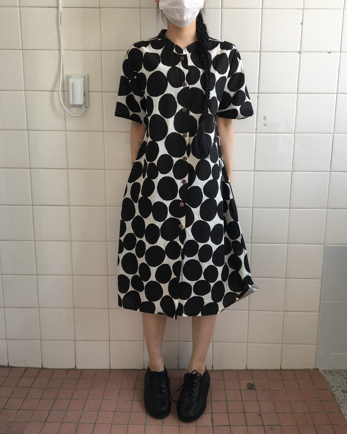 Dot pattern long onepiece 상품이미지1