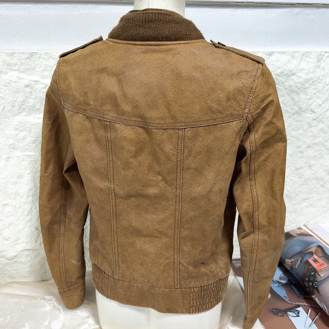 빈티지 veromoda 라이더 포켓 되지가죽자켓 상품이미지5