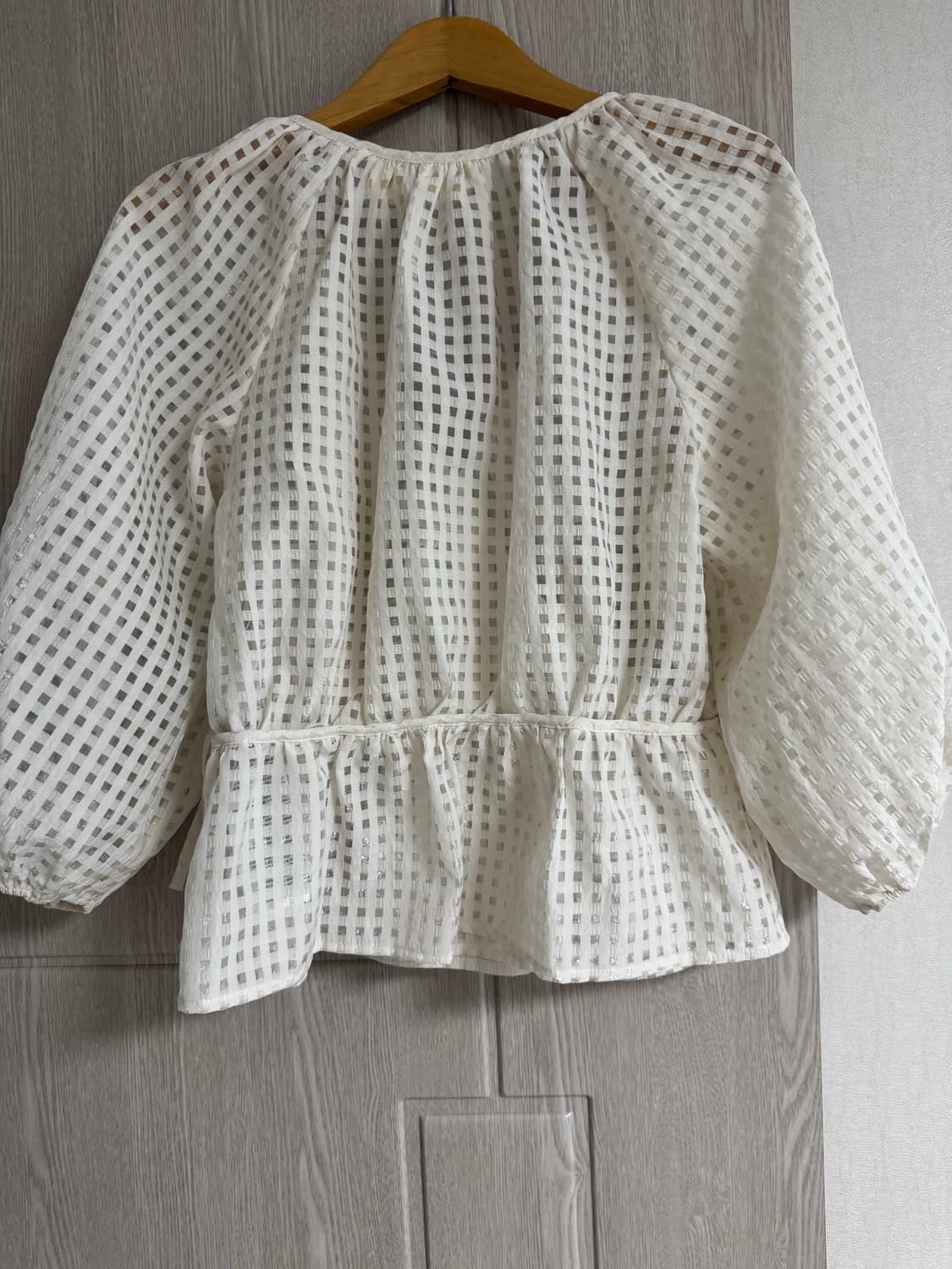 리바이스 화이트 체크 랩 블라우스 XS 상품이미지2