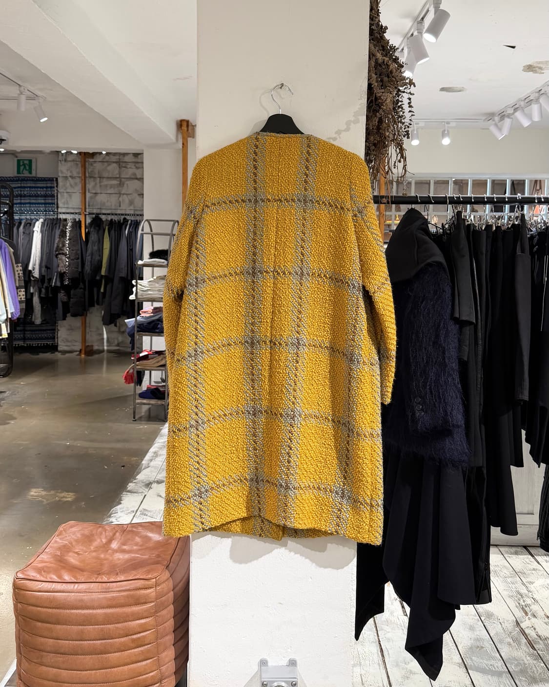 본 아뻬띠 옐로우 멀티컬러 트위드 롱 코트 상품이미지6