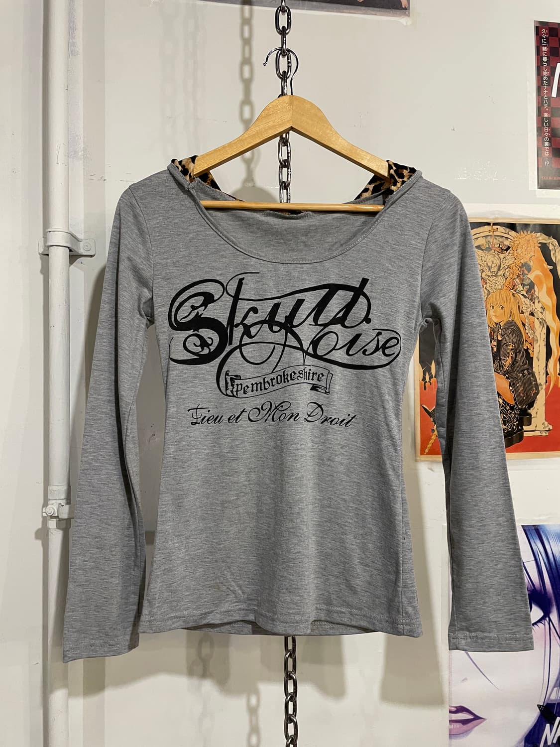 edge line 엣지라인 레오파드 그레이 후드 롱슬리브 갸루 펑크 상품이미지3