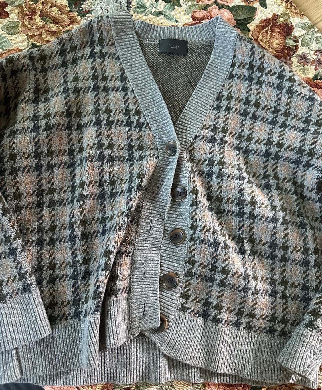 포근 오버핏 체크 가디건 상품이미지2