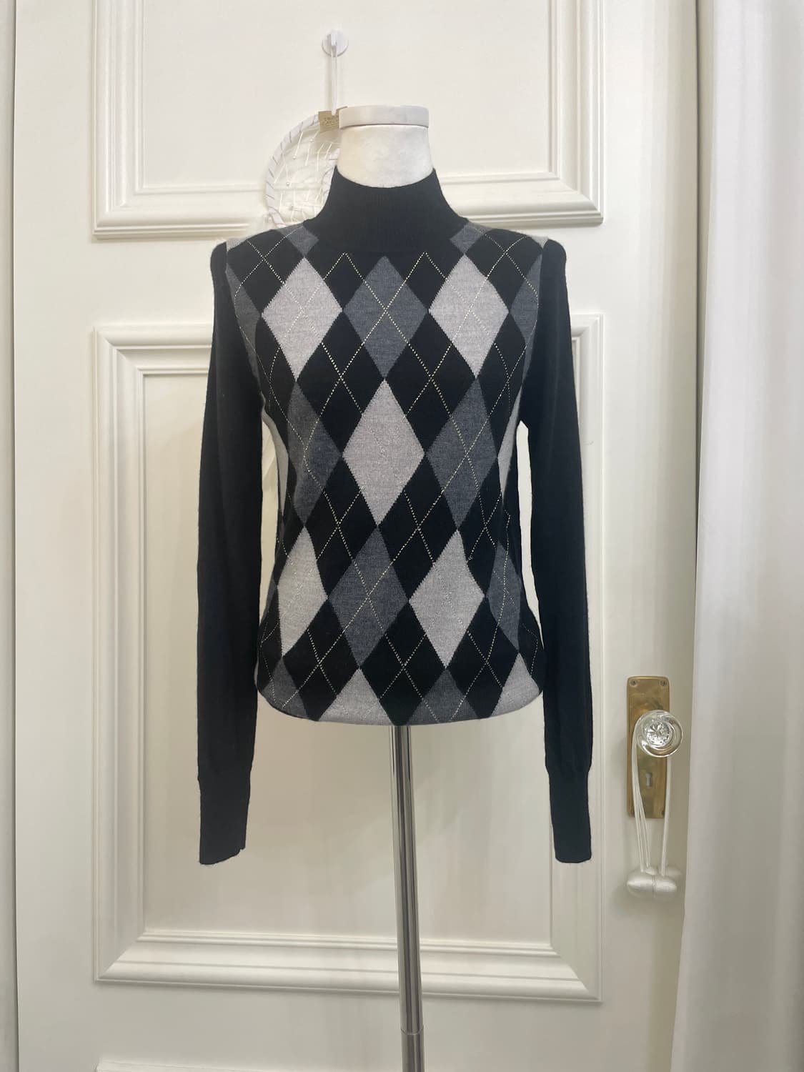 black argyle tutrtle-neck merino wool kn 상품이미지1