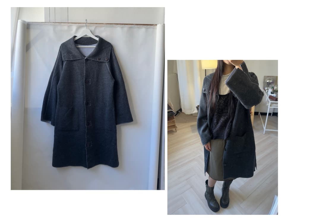 [vintage] Two-Tone Reversible Wool Coat 상품이미지1