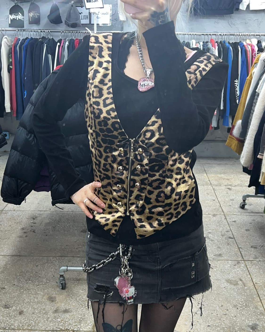 착샷O 빈티지 펑크갸루 레오파드 롱슬리브 상품이미지4