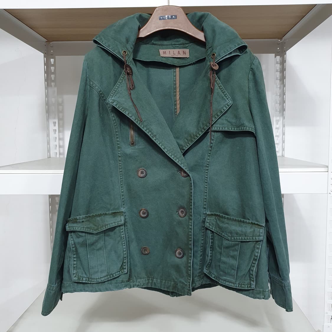 밀란로랭 포레스트그린 그런지 빈티지 더블버튼 야상 자켓 상품이미지3