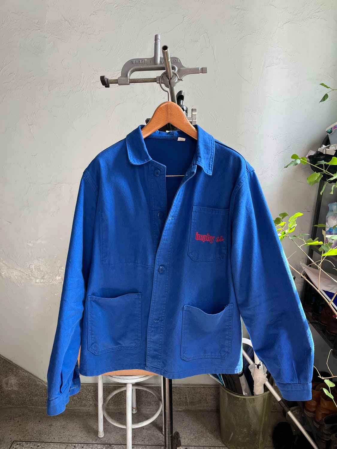 [빈티지/프랑스제] 프렌치 블루 워크 자켓 - Imphy S.A. 자수  상품이미지1