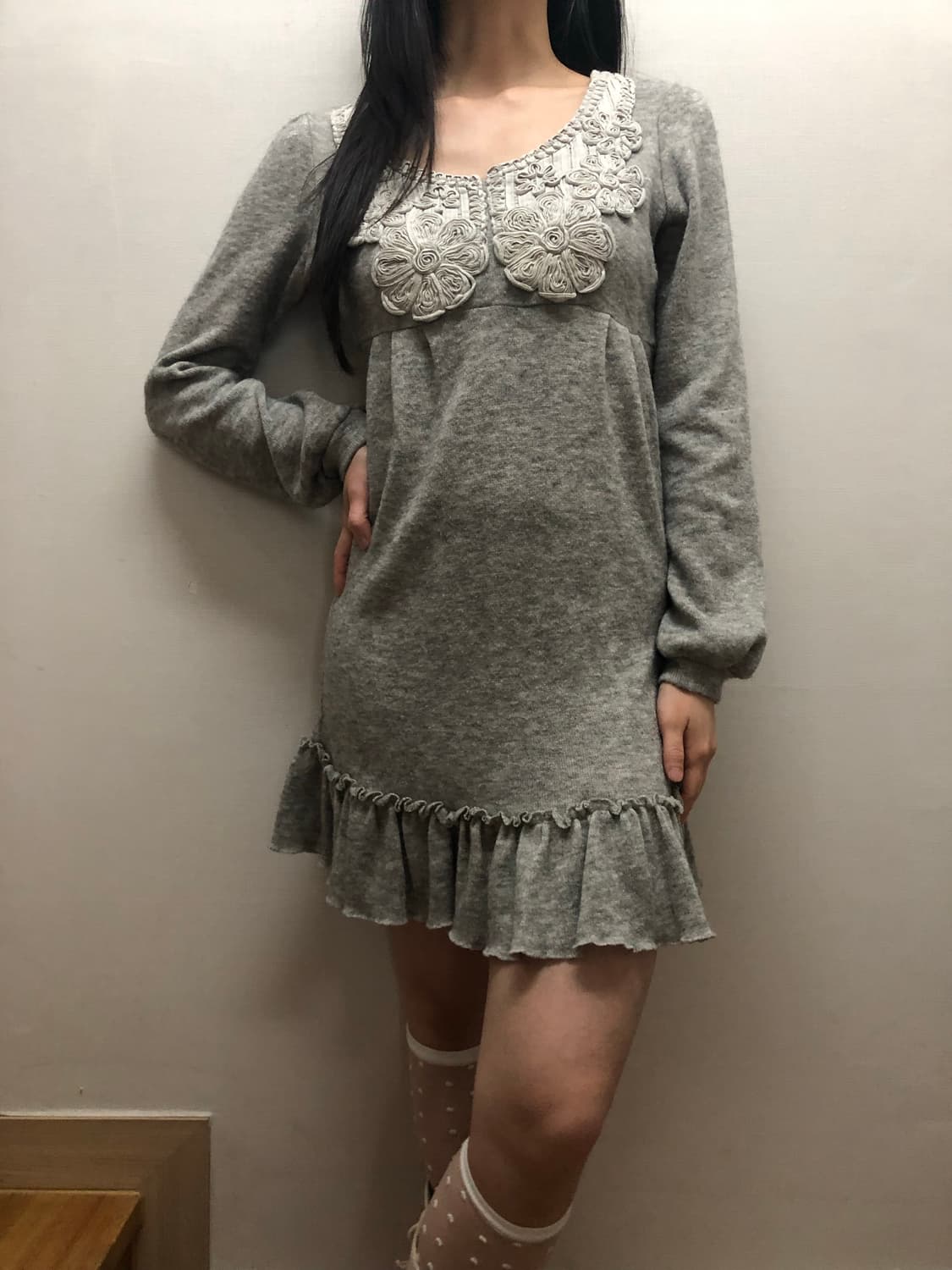 빈티지 그레이 프릴 원피스 상품이미지6