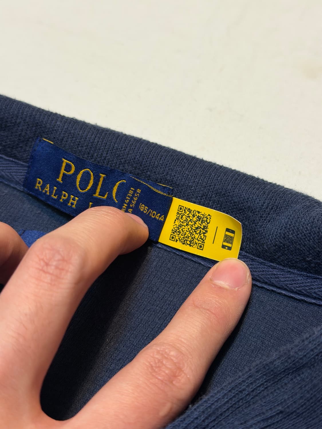 큐알탭) 폴로 랄프로렌 반집업 코튼 니트 네이비 상품이미지3