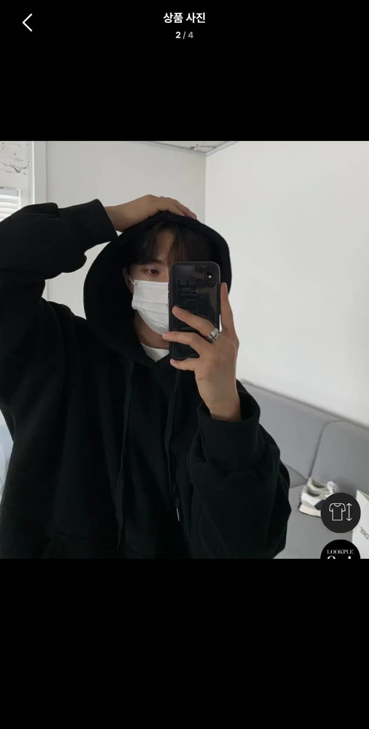 Free / 블랙 ) 데일리 오버핏 기모 후드티셔츠 상품이미지2
