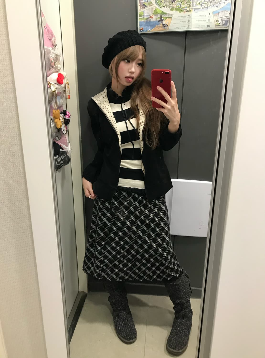 무채색 도트 니혼진 코트 코디세트 상품이미지4