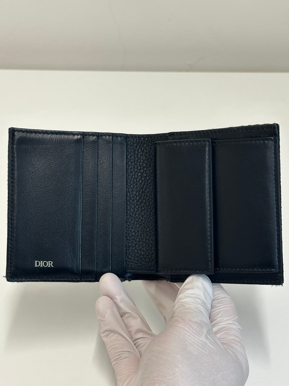 A / 디올 오블리크 자카드 컴팩트 버티컬 반지갑 블랙 상품이미지6