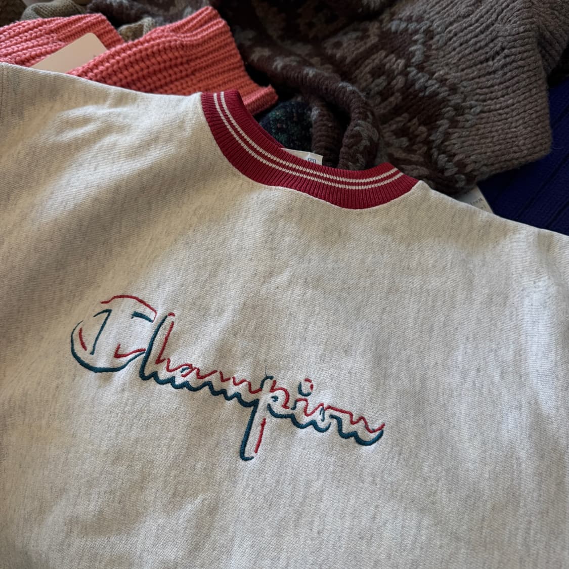 90S 챔피온 챔피언 USA 멜란지 레드립 리버스위브 스웻셔츠 XXL 상품이미지5