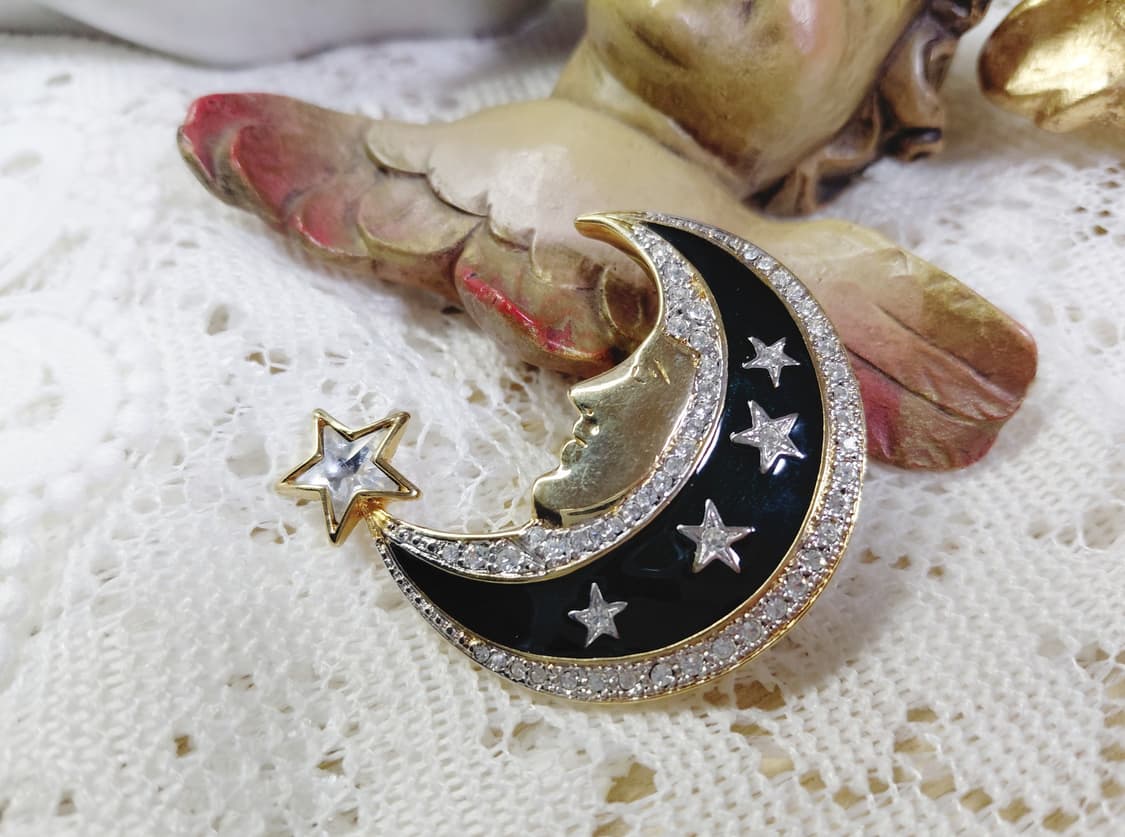 희귀vintage)버틀러앤윌슨 빈티지 달과별 애나멜 브로치 상품이미지2