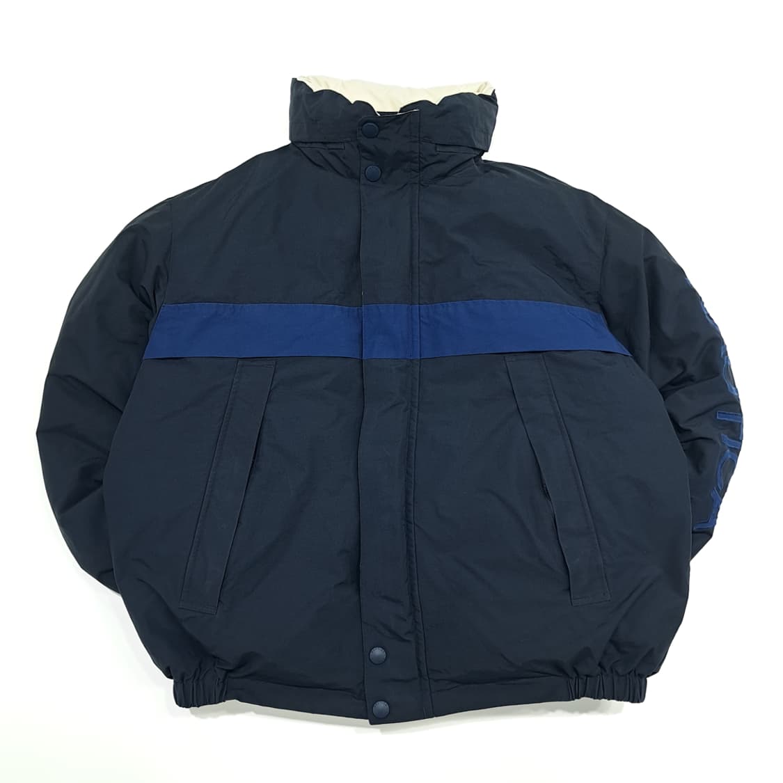 CN968 L 노티카 클래식 네이비 아이보리 구스다운 양면 패딩 점퍼 상품이미지1