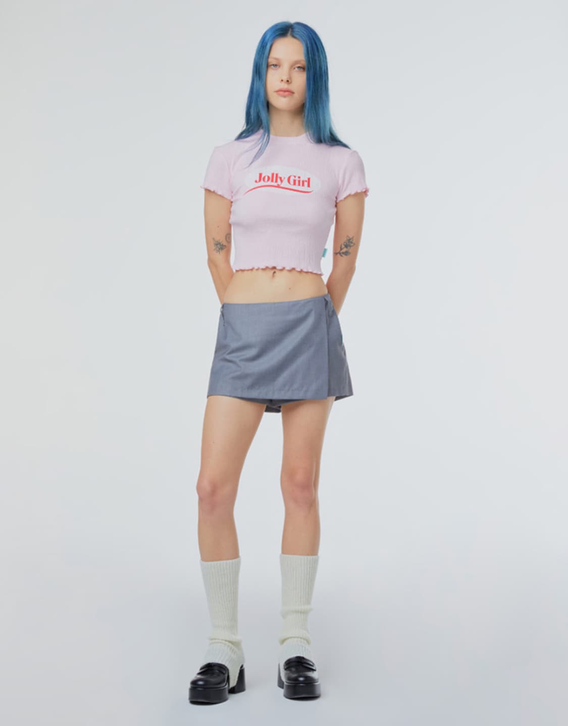 인스턴트펑크 랩 미니 팬츠 스커트 그레이 스커트팬츠 치마 상품이미지2