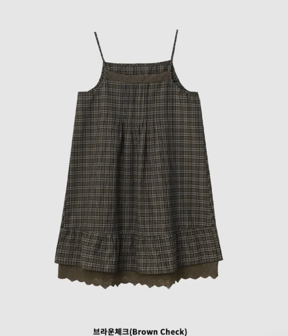 바이너리원 블레어 레이스 원피스(체크 브라운) 상품이미지1