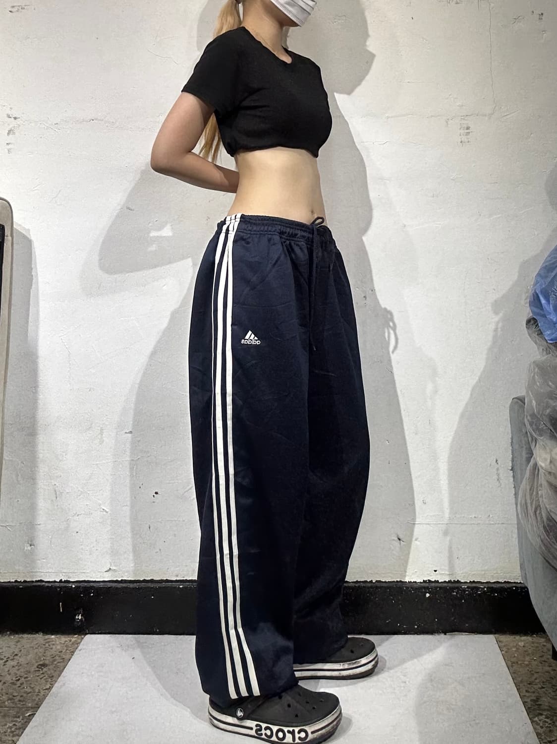 아디다스 네이비 화이트 삼선 와이드 팬츠 XL 상품이미지1