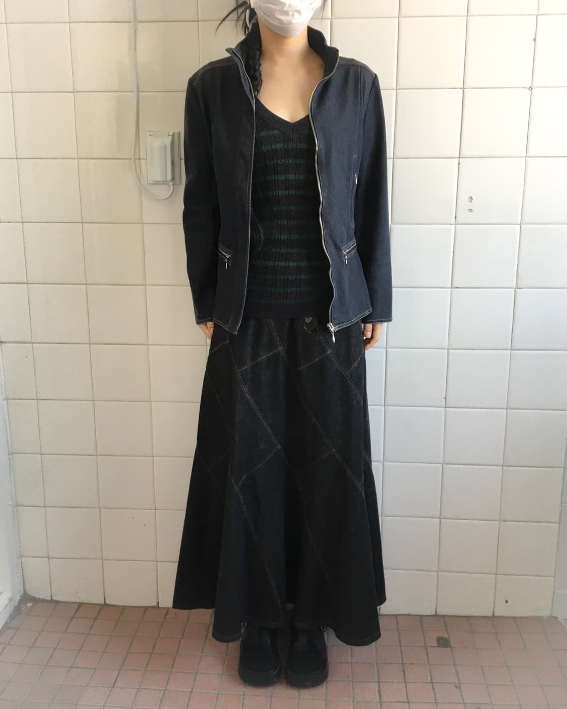 High neck denim zip up jacket 상품이미지6