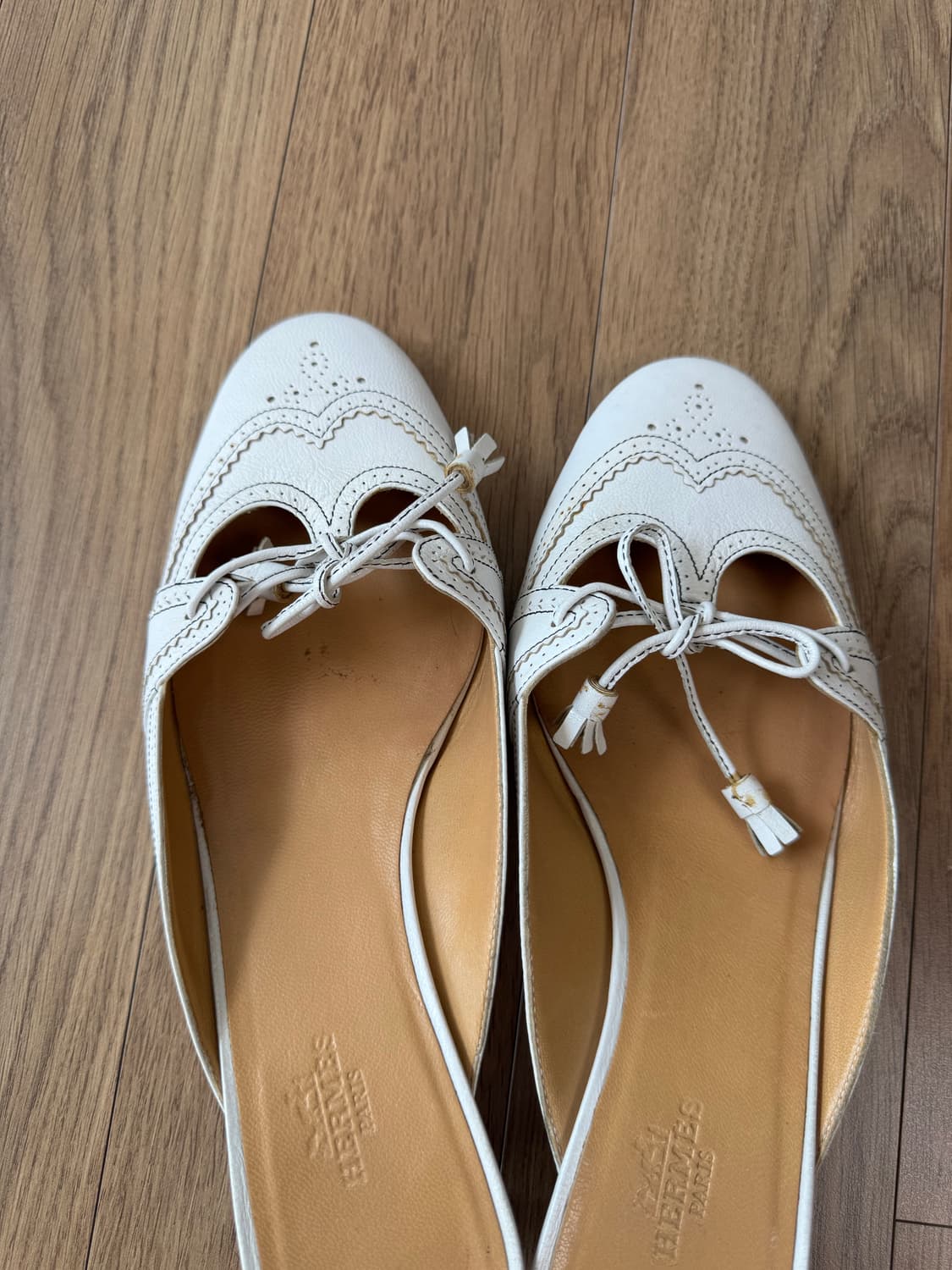 [에르메스] 화이트 브로그 뮬 키튼힐 38 상품이미지6