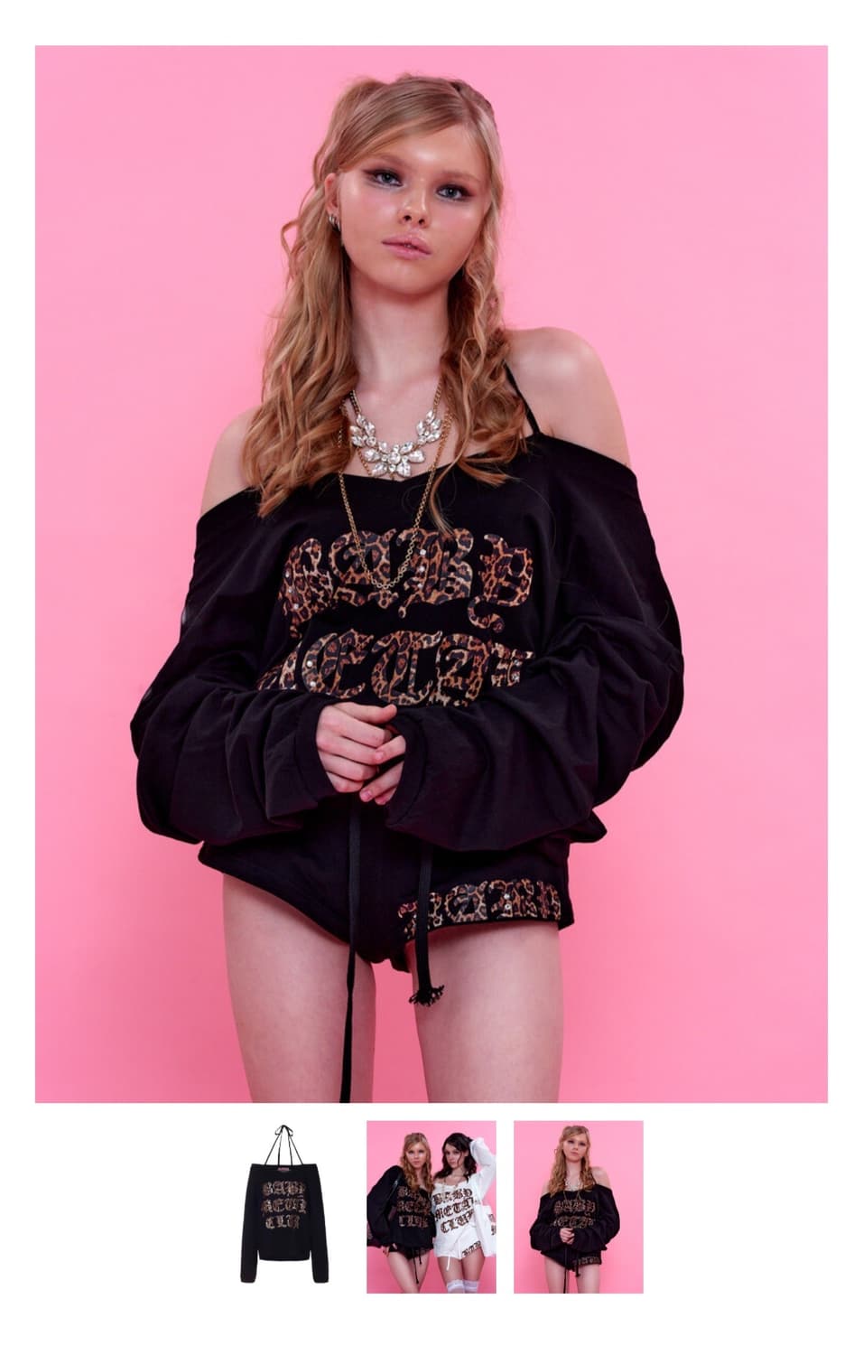 (판매/교환) 베이비메탈클럽 레오파드 로고 스트링 티 블랙 상품이미지3