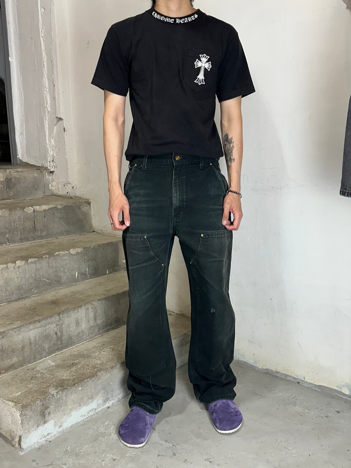 OG 칼하트 더블니 블랙 칼하트 B01 썩블니 하드페이딩 상품이미지2