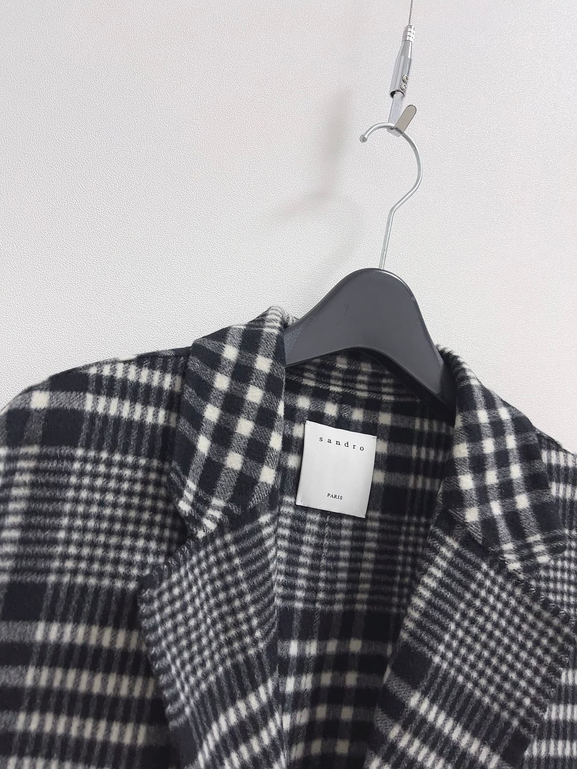 산드로옴므 울 캐시미어 체크 핸드메이드 코트 상품이미지3