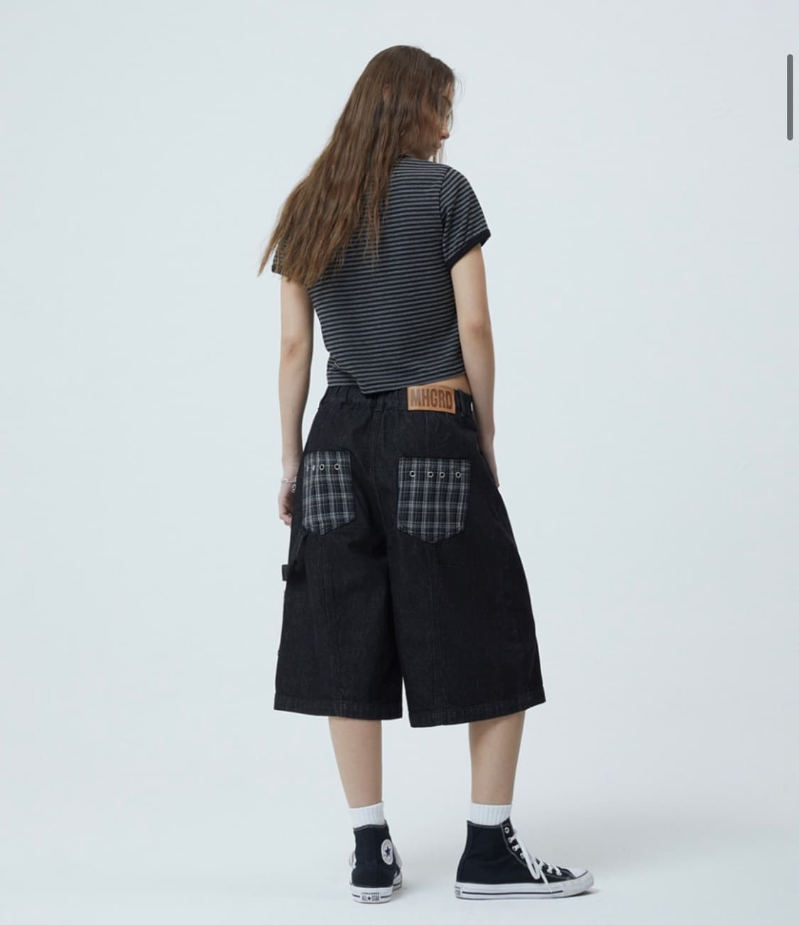 [⭐️새상품/마하그리드] 버뮤다 체크 포켓 데님쇼츠 (블랙/M사이즈) 상품이미지5