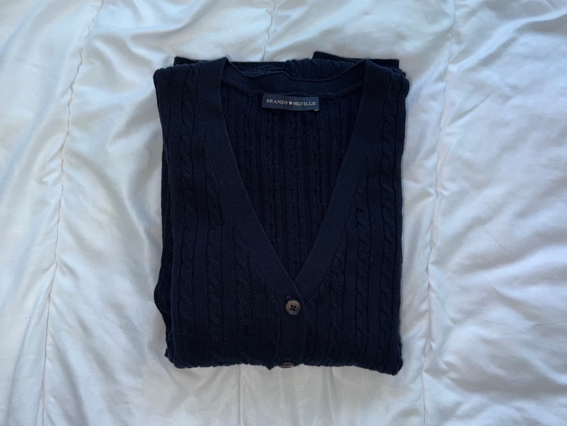 ZOE 조 브이넥 케이블 가디건 네이비 상품이미지3