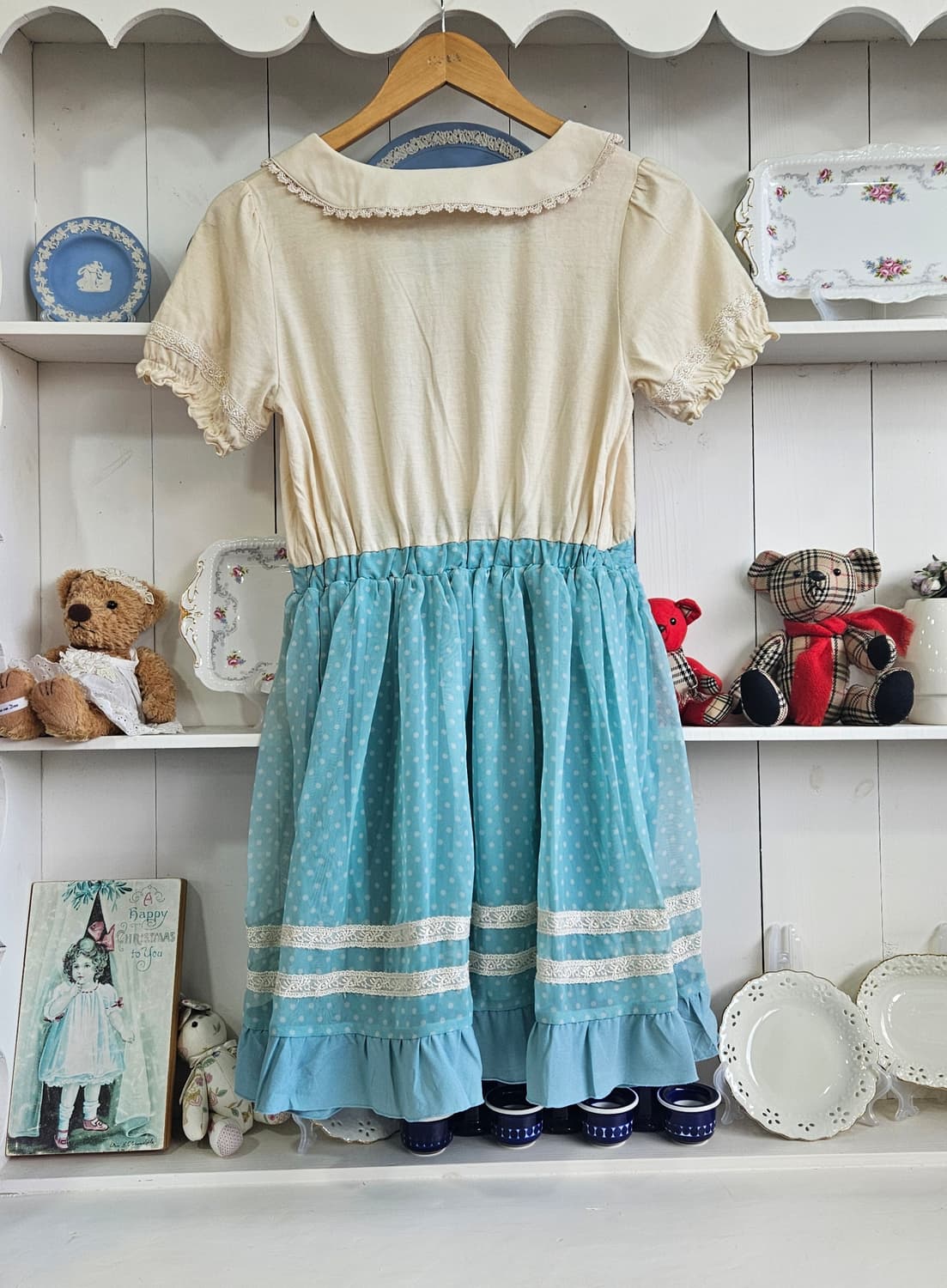 Axes Femme) 마카롱 하늘색 도트 레이스 상품이미지6