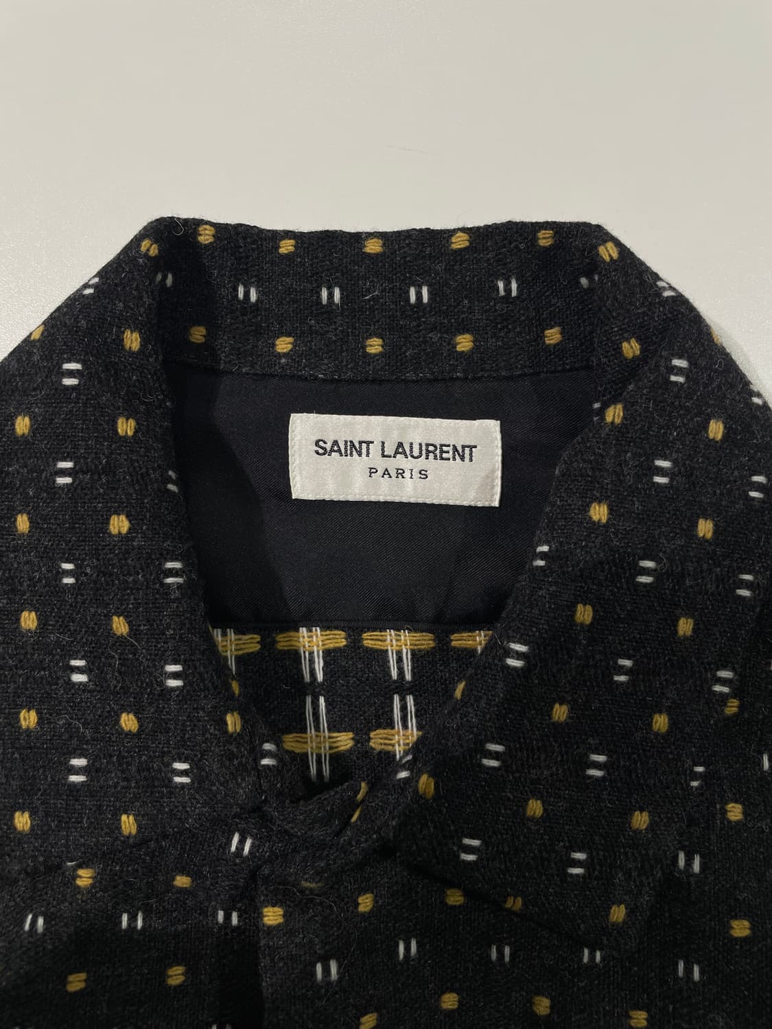 생로랑 차콜 트윈 포켓 패턴 울 셔츠 상품이미지7