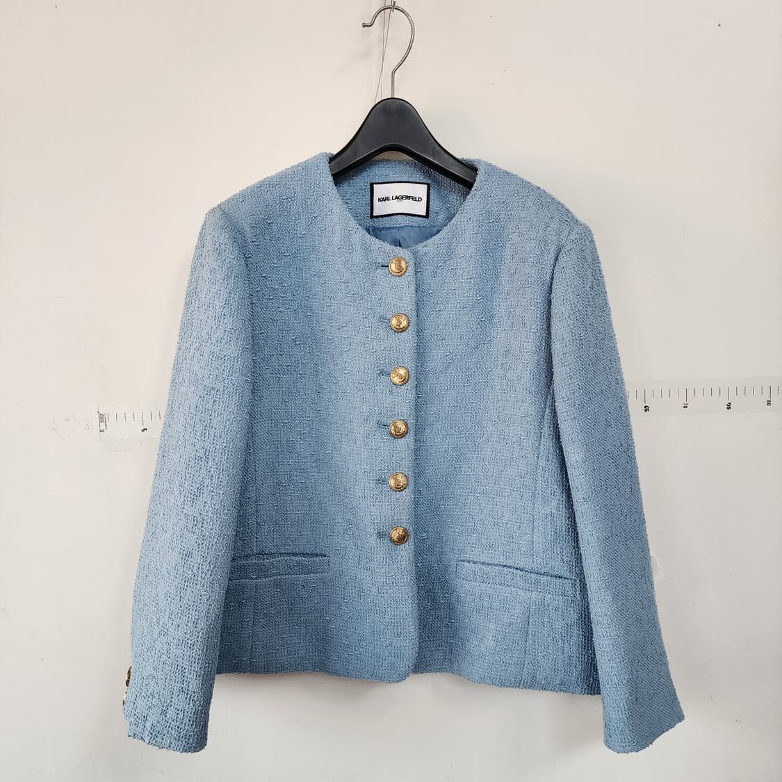 칼 라거펠트 트위드 블루 금장버튼 자켓 상품이미지1
