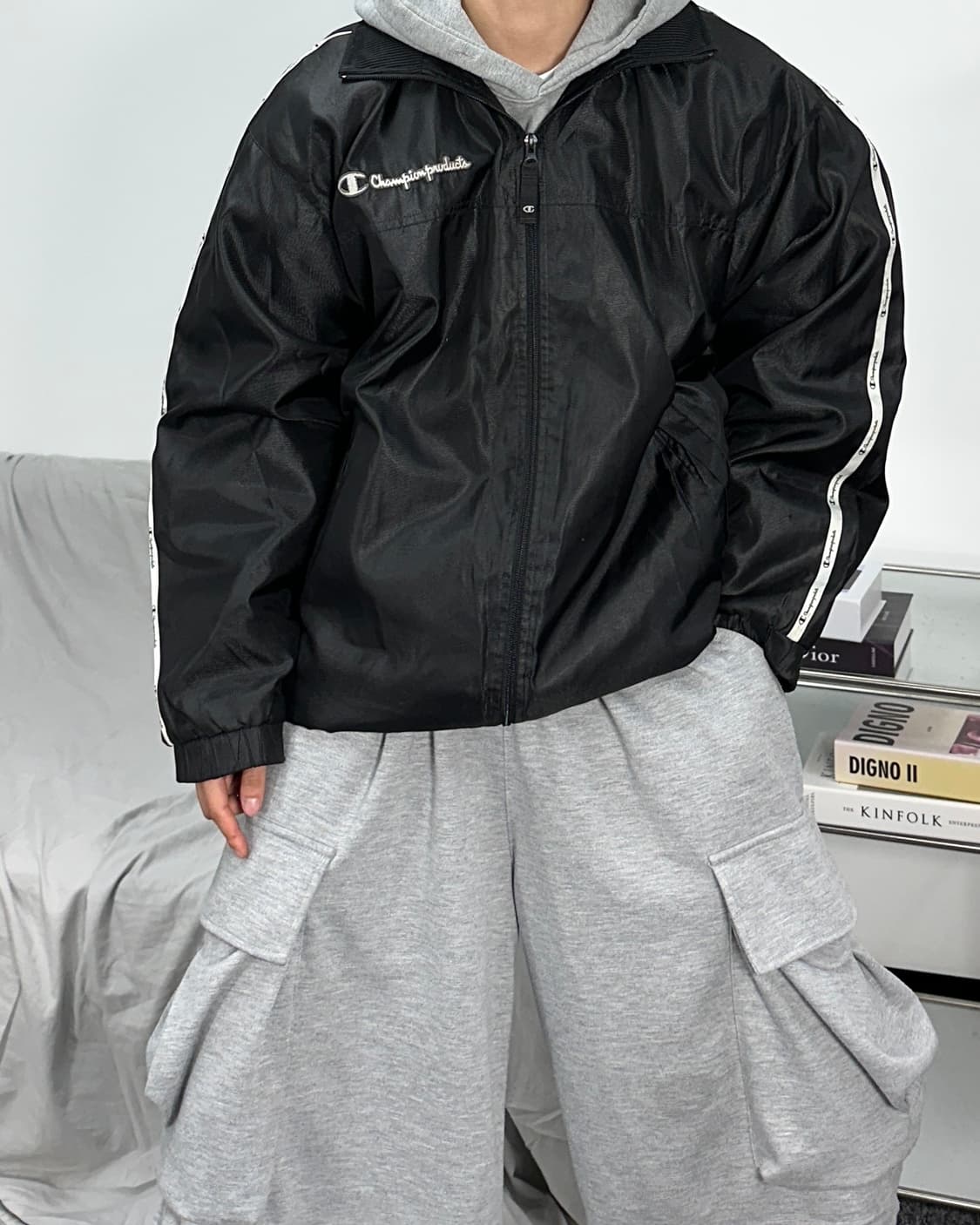 챔피온 일제 블랙 바람막이 L 상품이미지2