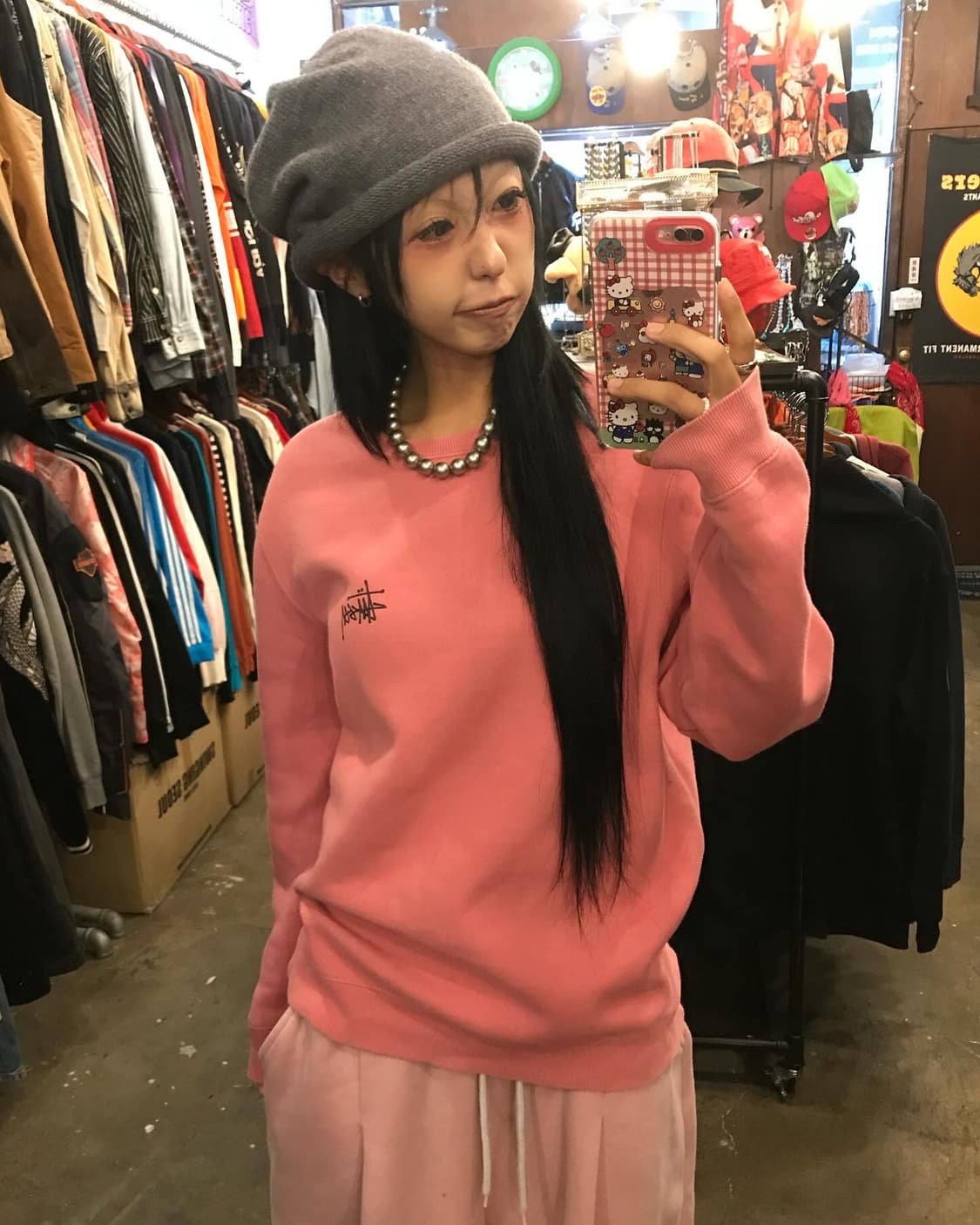 Stussy Stock Logo Pink SweatShirts 상품이미지5