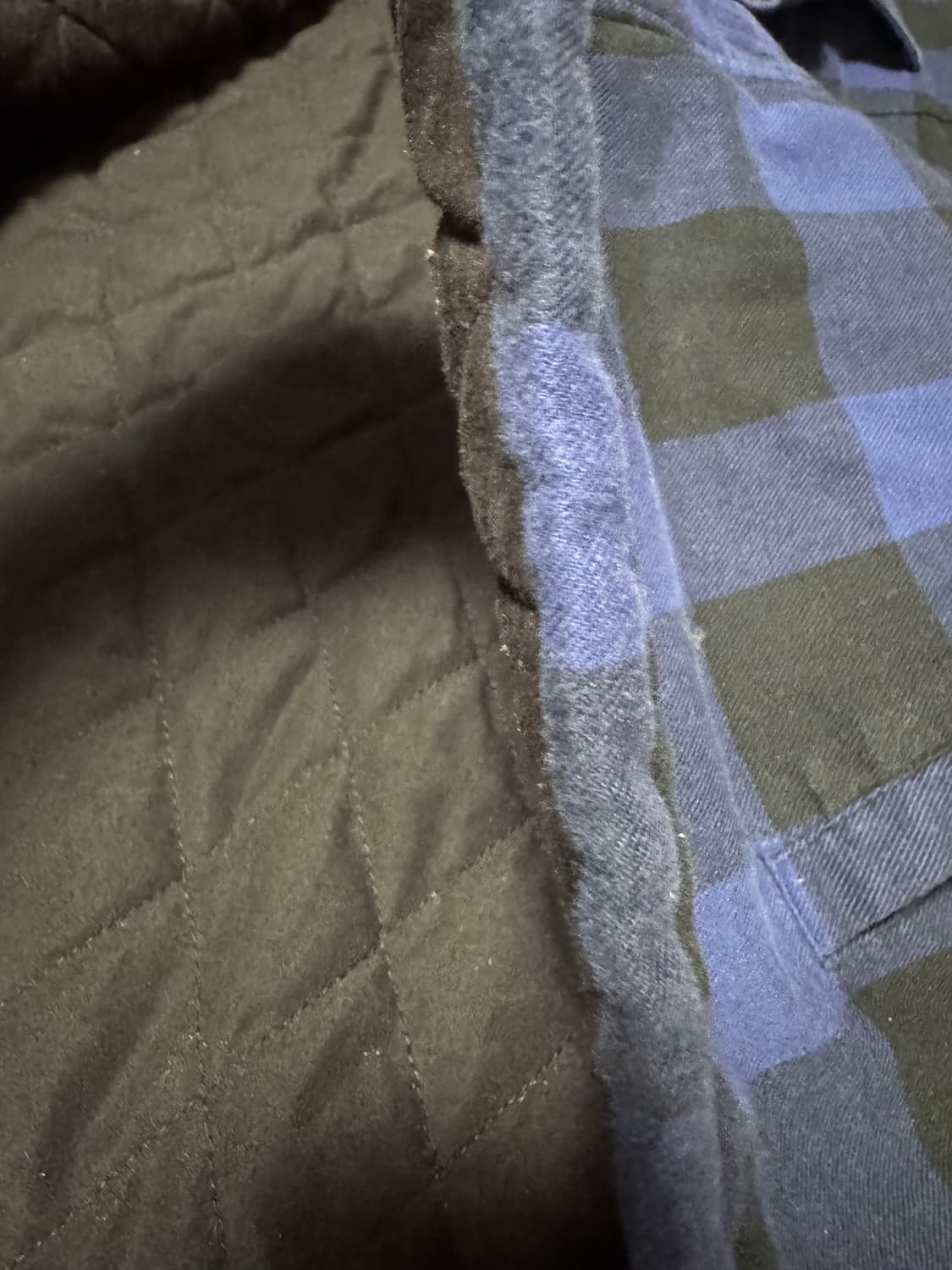 중고정품 뱅뱅 버팔로 체크 블루 누빔 셔츠 자켓 L 상품이미지4