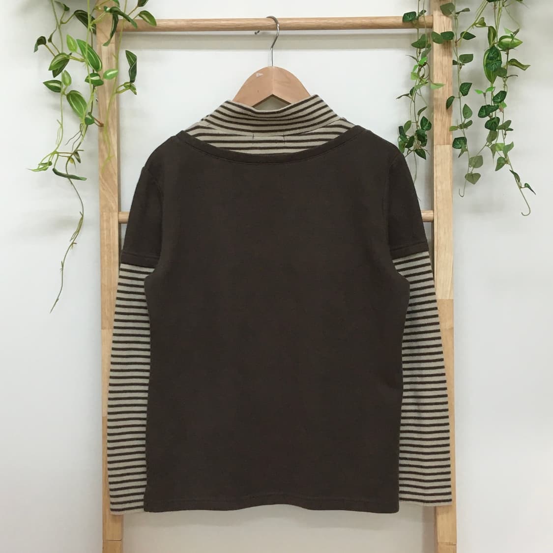 JPN/ 브라운 스트라이프 이너 레이어드티셔츠 모리걸레이어드이너 상품이미지5