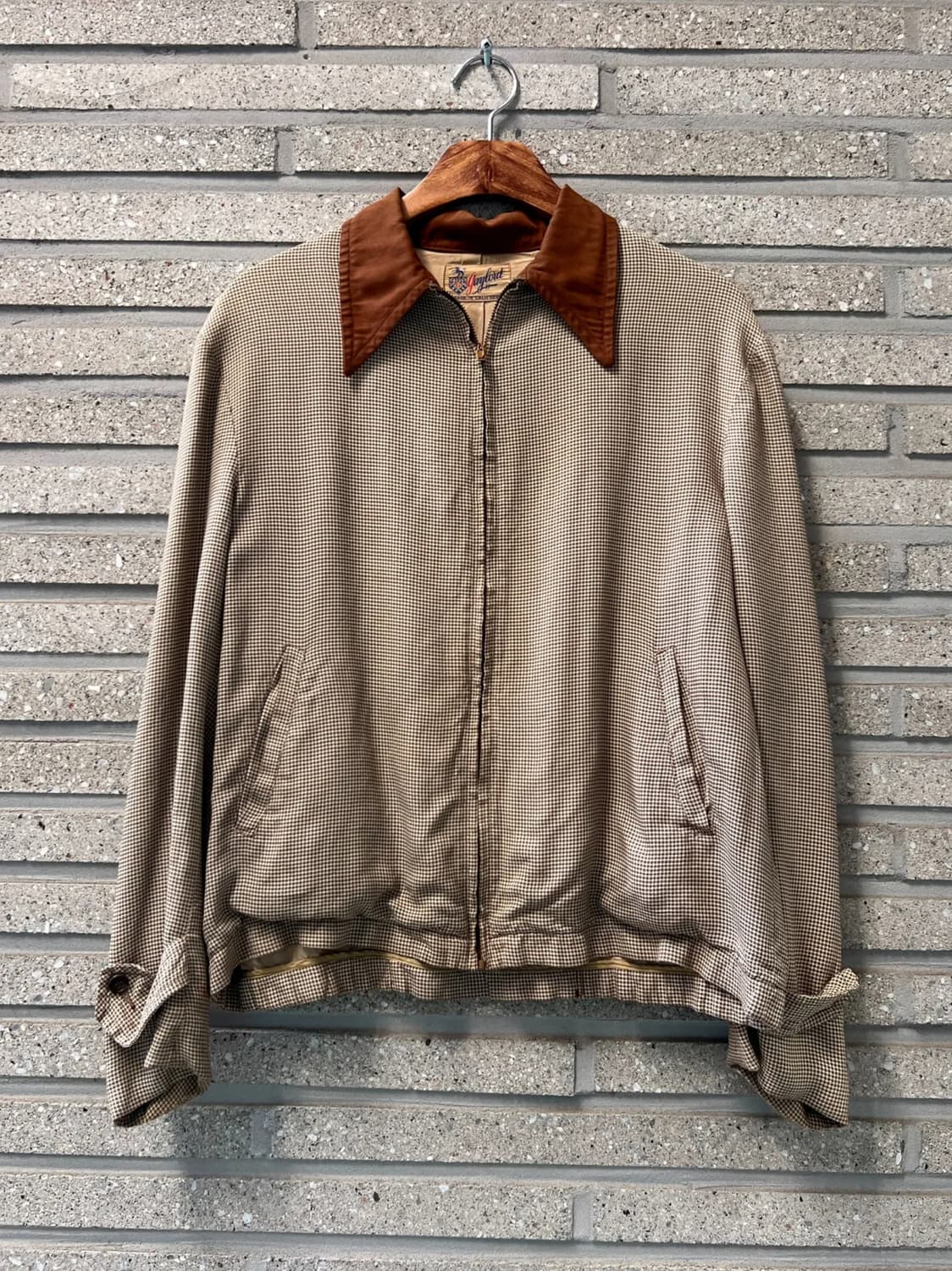 [M]70's Made in USA 브라운 하운드투스체크 드리즐러 자켓 상품이미지1