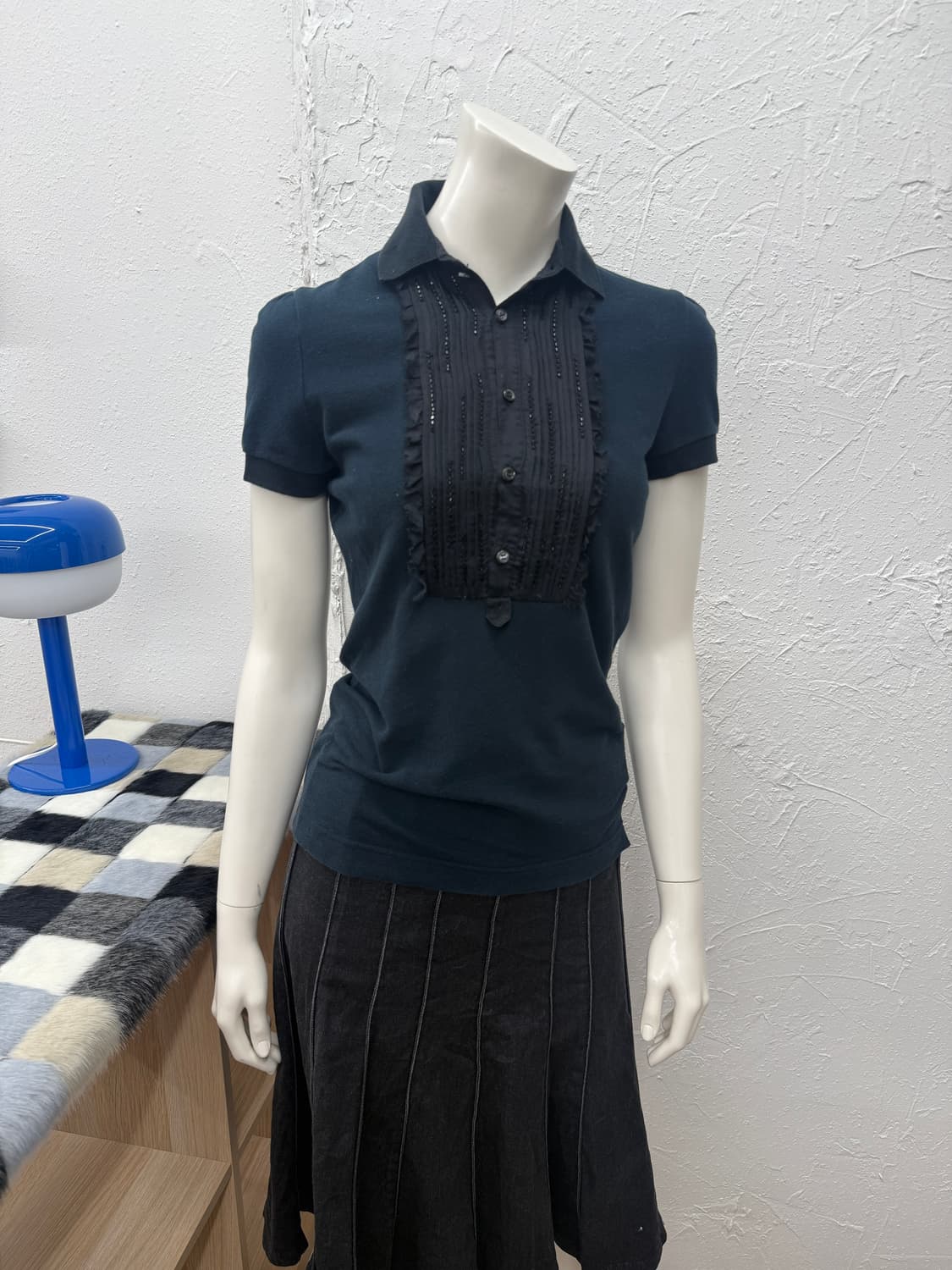 빈티지 Dsquared2 블랙 프릴 비즈 블라우스 상품이미지1