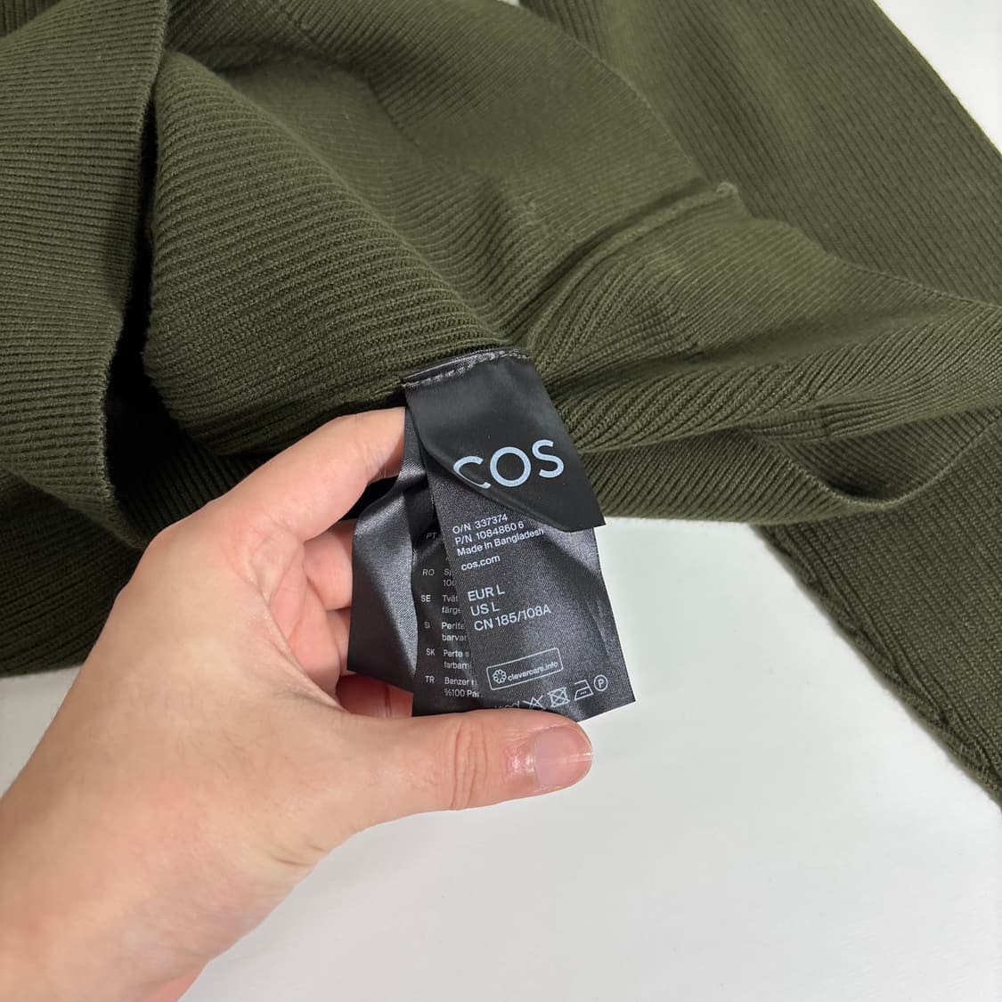 L COS 코스 카키 면 크루넥 니트 상품이미지5