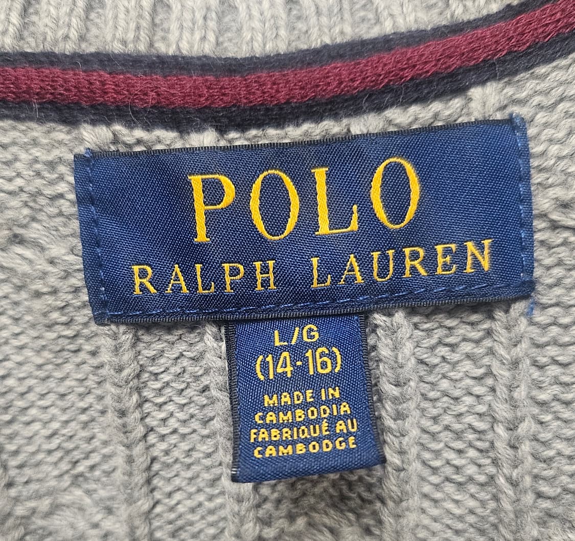 (90)S ☆초대장급☆ 랄프로렌폴로 케이블꽈베기 [그레이] 니트조끼 상품이미지2