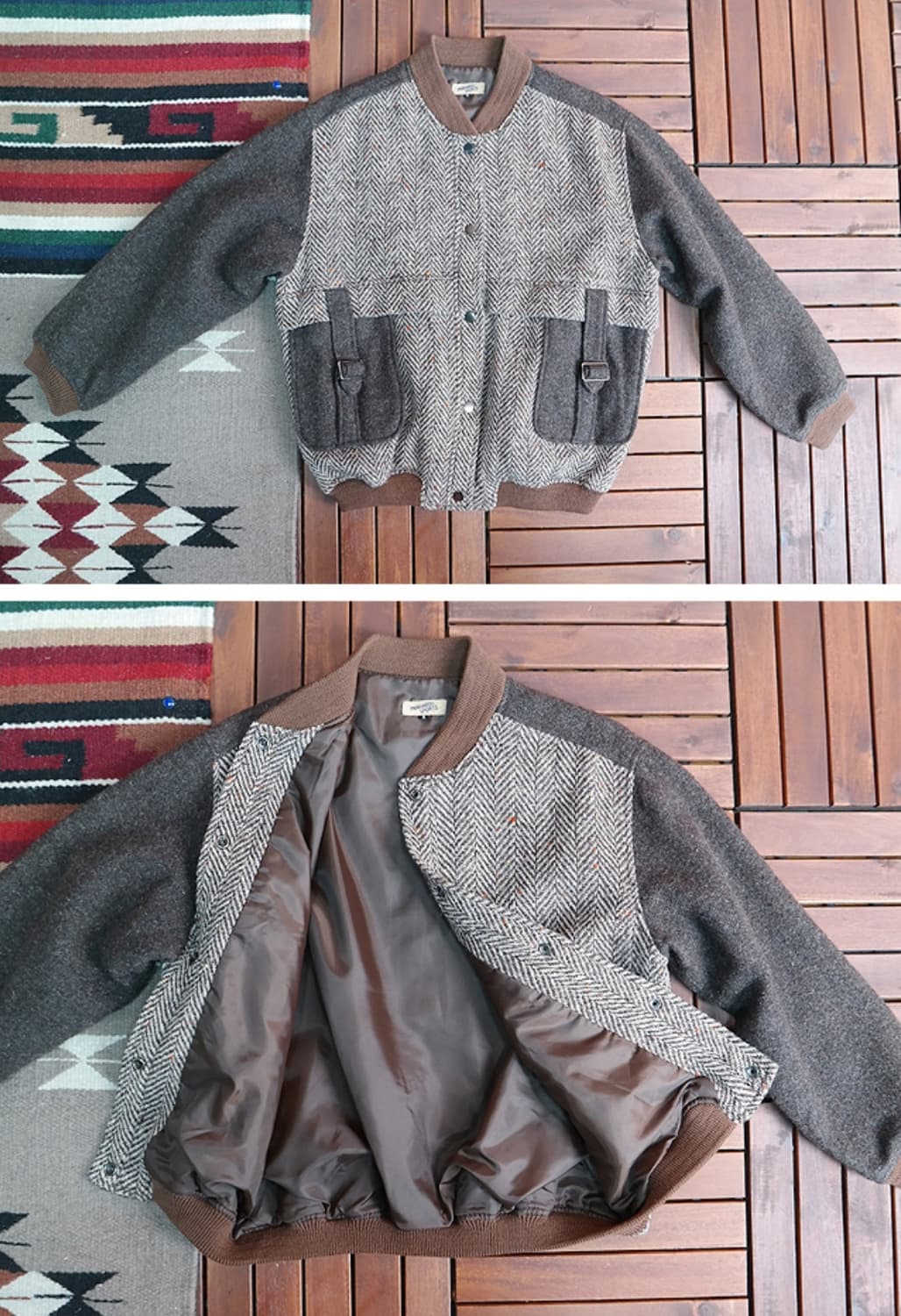 80-90s 울80% 빈티지 헤링본 자켓 우먼프리 상품이미지7