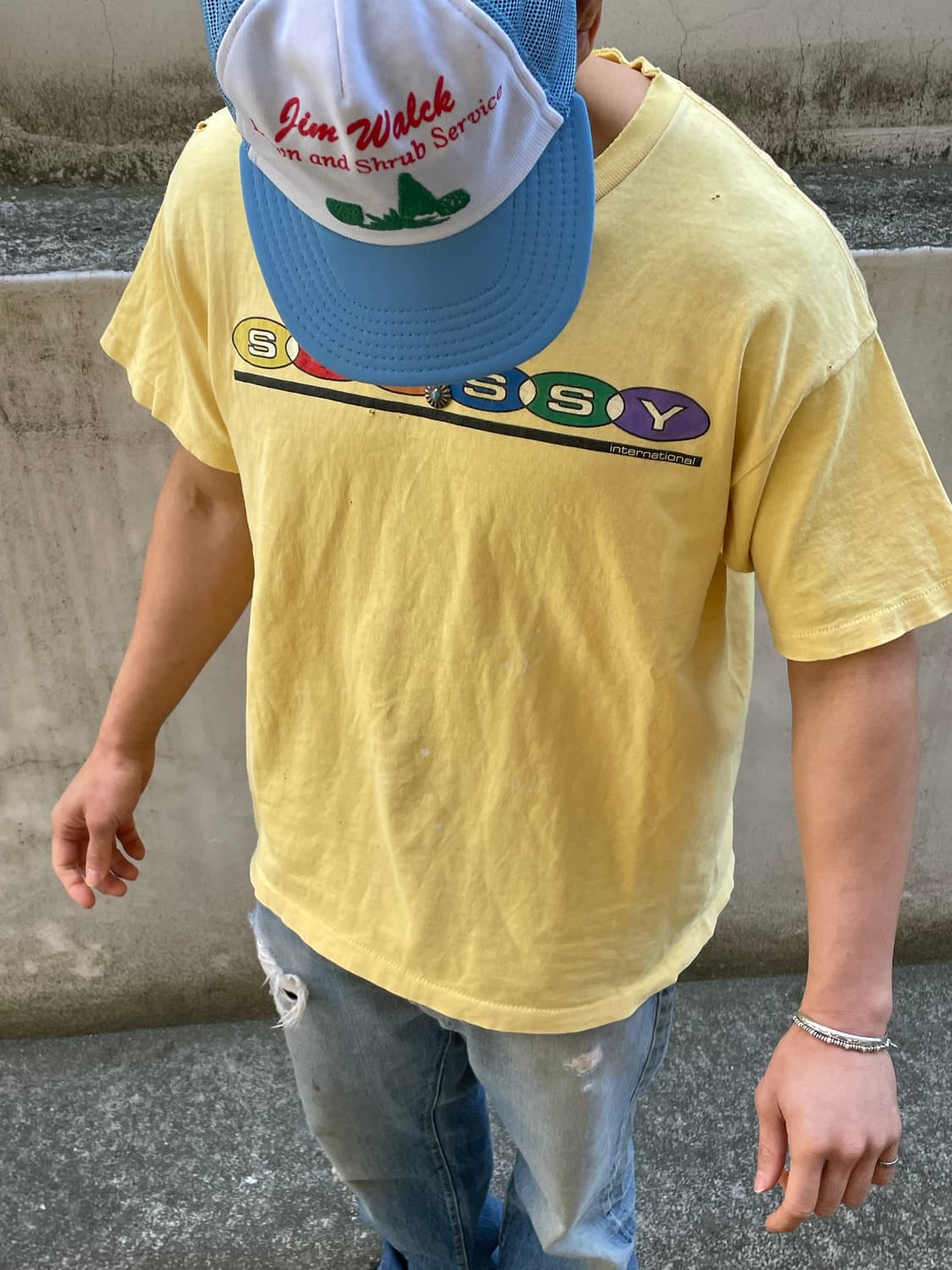 90s 스투시 8볼 페이드 옐로우 반팔티셔츠(USA Made) 상품이미지4